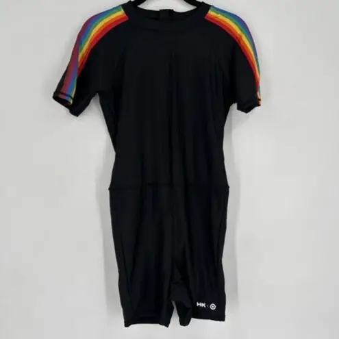 HUMANKIND PRIDE SWIM BATHING SUIT UNISUIT Rainbow Unisex GAY BEACHWEAR Small Black