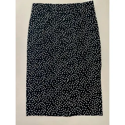 T Tahari Midi Pencil Skirt Size M Black White Polka Dot Slit Leg Tummy Control - Image 3