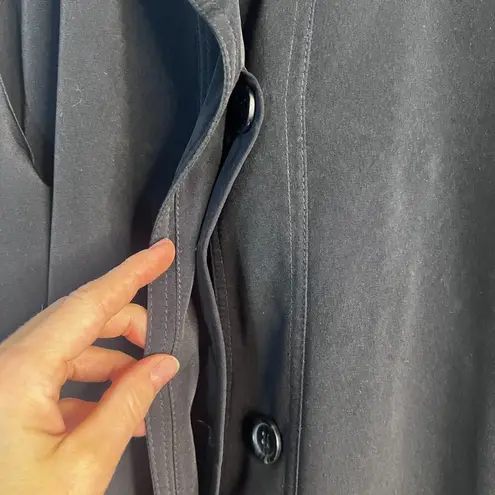 Gallery Black Lightweight Dressy Trench Coat Jacket Cinch Back Size LG/XL