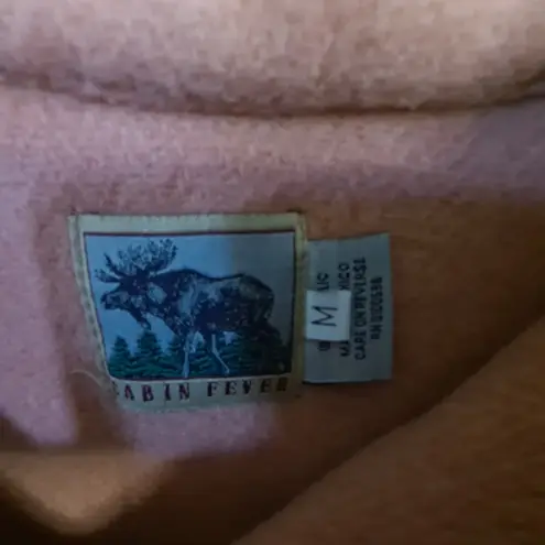 Cabin Fever V Neck Fleece Sweatshirt Size Medium Pink