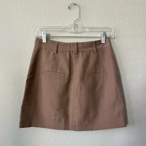 Tibi Removeable Tie Mini Linen Skirt in Camel Tan Women's Size 0