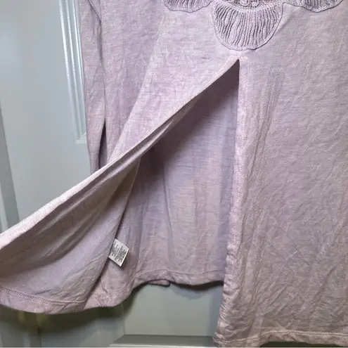 Others Follow Purple Scoop Neck Lace Crochet Accent Split Back Blouse size M