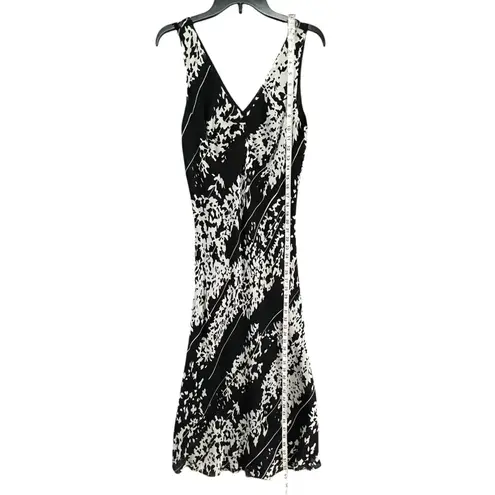 ICE Vtg Y2K Silk Maxi Dress 12 Black White Chiffon Floral Romantic Whimsygoth