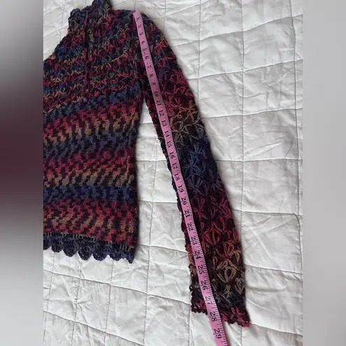 Vintage Colorful Gradient Crochet Open Knit Long Sleeve Sweater Y2K 70s