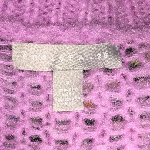 Chelsea28 Crewneck Open Knit Sweater Top Purple S
