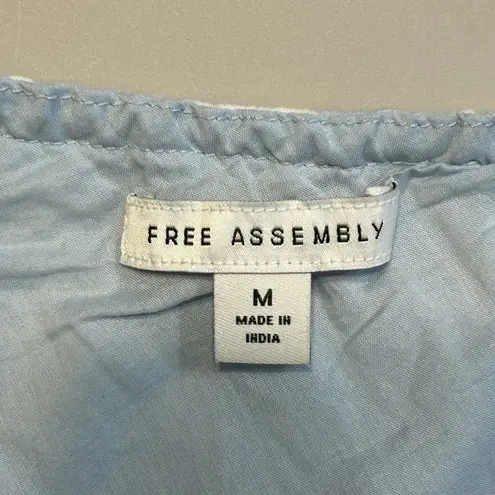 One Shoulder Midi Dress Cotton Garden Beachy Lt Blue Coastal Free Assembly Sz M Size M