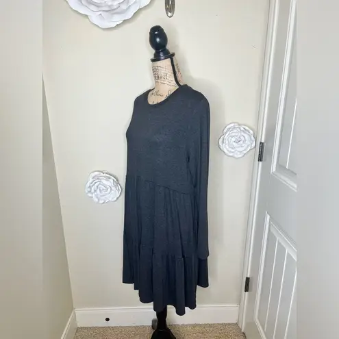 Mud Pie NTM: Brand New Minnie Tiered Bodice Dress in Dark Charcoal Dress Sz M