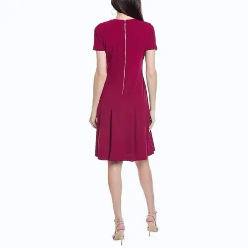 Tahari ASL Burgundy Wine Fit and Flare Dress V