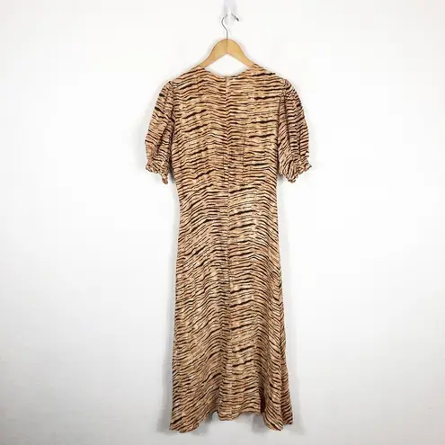 Faithfull the Brand Marie Louise Midi Dress Medium Wyldie Tiger Animal Print