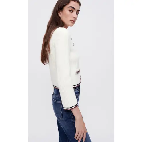 Maje NEW NWT Contrasting Ribbed Crop Cardigan size 3 / L