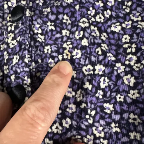 Lanz of Salzburg Women Blue Floral Button Front Midi Dress Prairie Cottagecore Purple Size XL