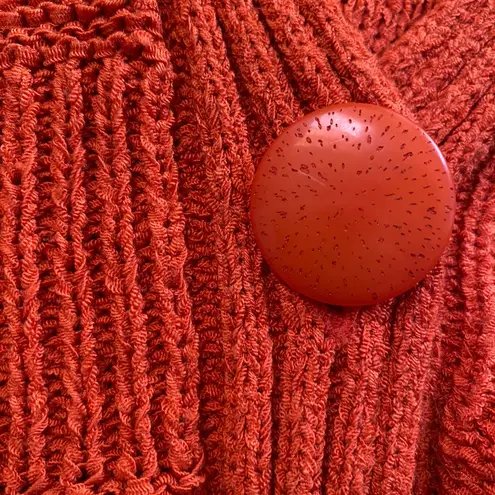 August Silk Short Slevve Textured Orange Cardigan SP