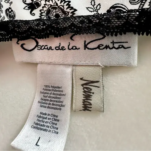 Oscar de la Renta Black and White Lace Trim Slip Dress Classic Elegant Vintage