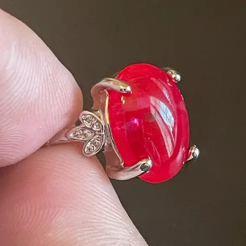 Red sapphire S925 silver ring size 6.5