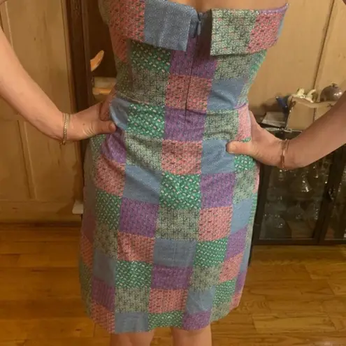 Vineyard Vines  Limited Edition Kentucky Derby Patchwork Mini Strapless Dress 00