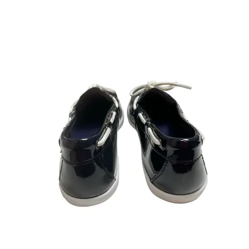 Cole Haan Cole Hann Navy Blue Shiny Patent Leather‎ Boat Shoes w/ White Laces