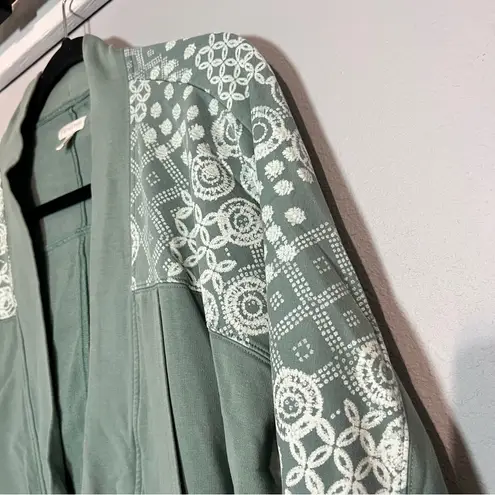 Garnet Hill Sage Green Open Front Sweatshirt Cardigan Oversized Size Medium