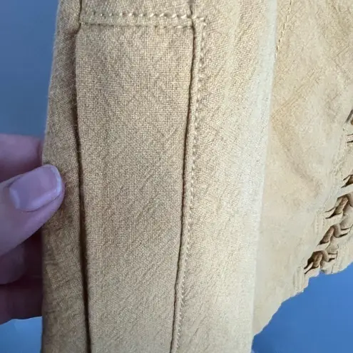 Free People  Mustard‎ Yellow Corset Style Back Linen Skirt Boho Size Small