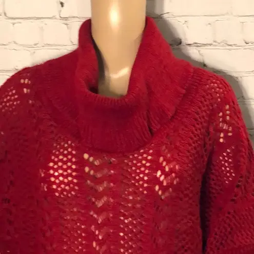 Notations Red Semi Sheer Knit Cowlneck Sweater L