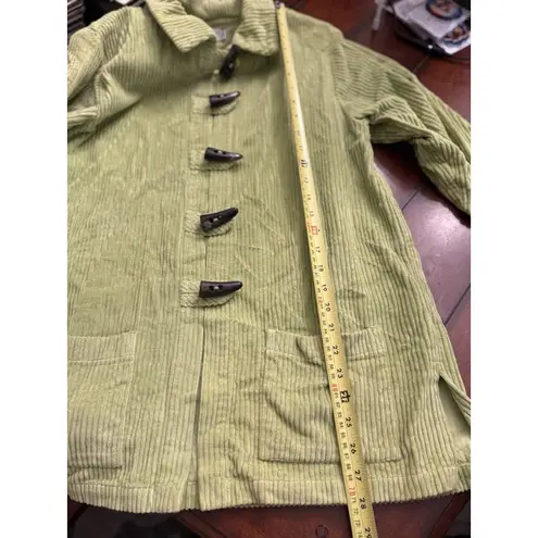 Vtg Willow Corduroy Jacket Womens Small Lime Green Horn Toggle Cotton Made USA Green