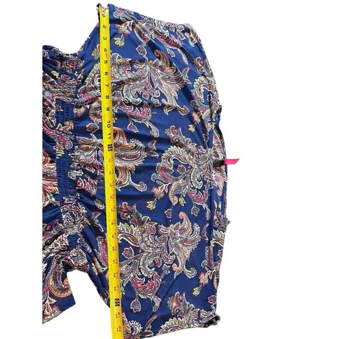 Pure Energy Soft Mesh Blue Pink Paisley Elastic Waist Dolman Sleeve 2x Top