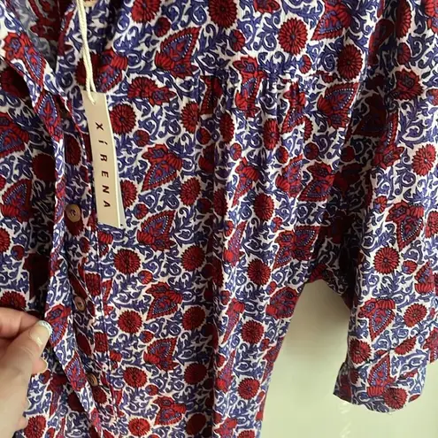 XiRENA Grady Romper Nichols Floral Cotton Belted Purple Size L