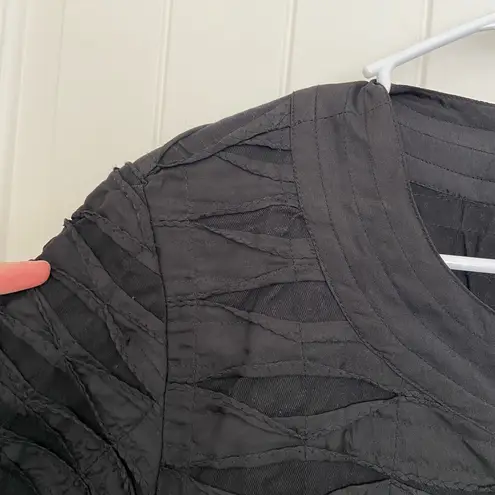 EUC Vintage Life Style women’s black textured button front scoop jacket medium