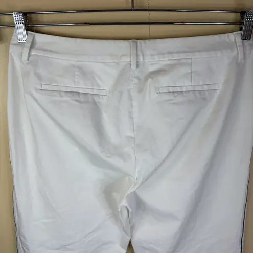 Tahari Size 10 White Straight Leg Flat Front Dress Pants Side Zip Staple Career