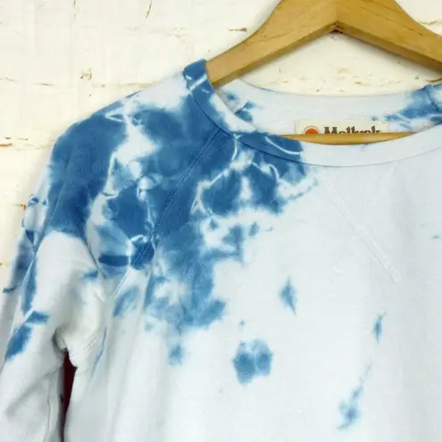 Mollusk Surf Shop Sweatshirt Womens XS Blue White Indigo Tie Dye Crew Boho Beach