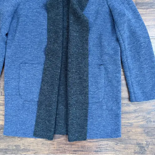 Marine layer • Wren Hooded Coat jacket blue grey sweater knit cardigan