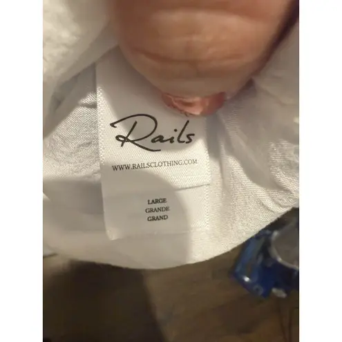 Rails Large L Blue Ludlow Stripe V Tie Neck Short Sleeve Linen Mini Dress