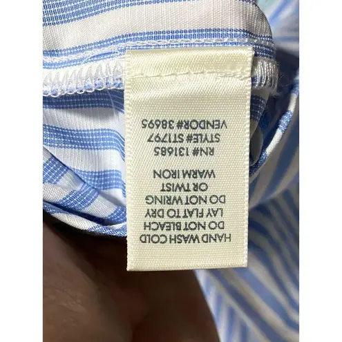 BKE Boyfriend Button Shirt Colorblock Coastal Blue Green Striped Womens M Tag