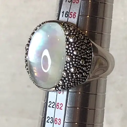 MICHAEL DAWKINS Starry Night Sterling Silver Mother of Pearl Doublet Ring 8