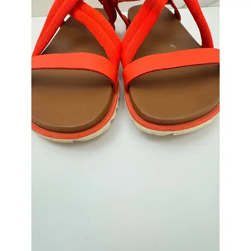 Sorel  Womens Roaming Deacon Sandals Size 8 Strappy Leather Red Orange