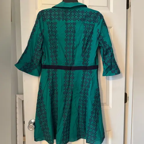 Draper James NWT- Green Embroidered Button-Up Dress