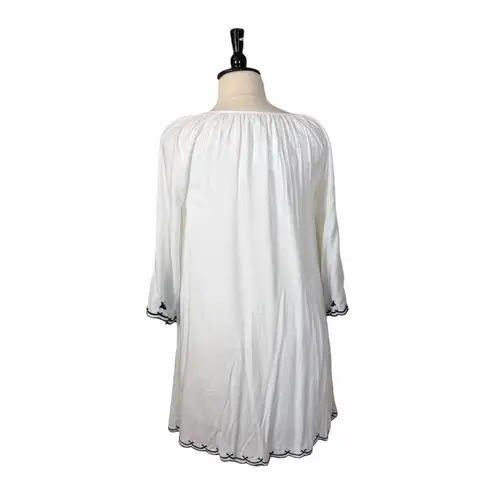 Chic Connection Embroidered New Tunic Dress White Navy Tassel Women’s Size XL
