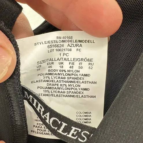 MiracleSuit Azura Black One Shoulder Ruched Tummy Control Swimsuit US 16