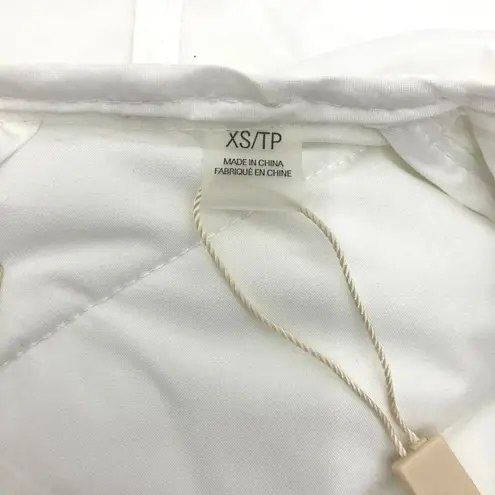 Elie Tahari White Quilted Puffer Jacket M Hooded Zip Front