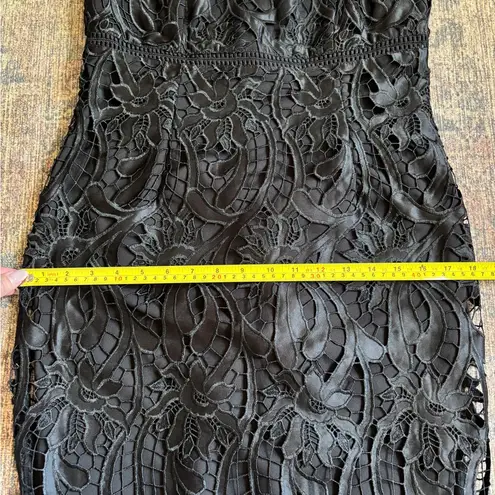 Bardot Isa Crochet Lace Cocktail Sheath Midi Dress French Black Size 8/M