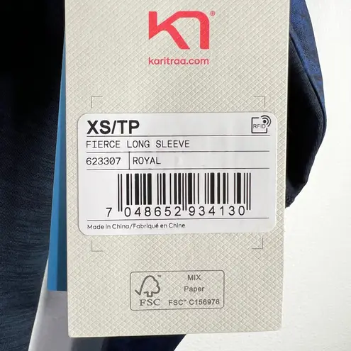 Kari Traa Fierce Long Sleeve Top Womens XS Baselayer Royal Blue Color Block