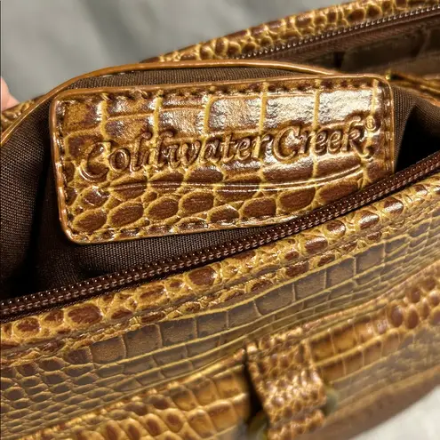 Coldwater Creek Tan Crocodile Embossed Crossbody Bag