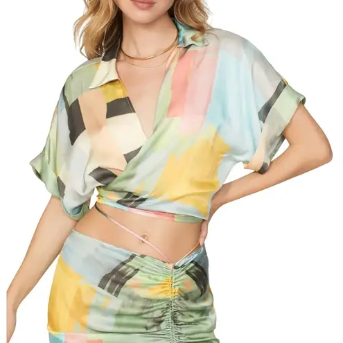 Just BEE Queen Multi Tie Chiara Top in Multi, Size S Blue