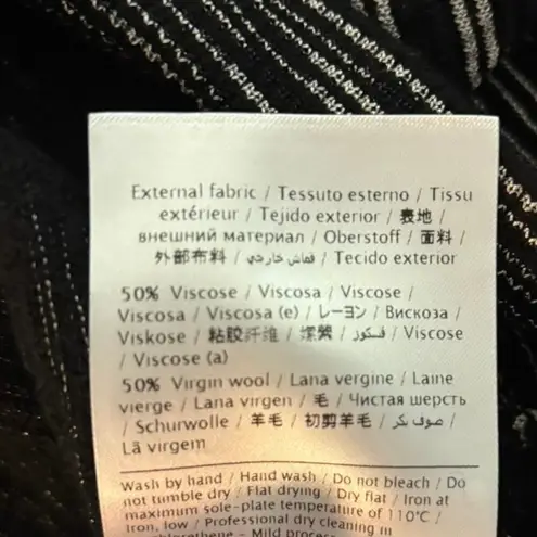 M Missoni Size M Wool Blend Crop Crewneck Sweater 3/4 Sleeves Stripes Boxy Black Size M