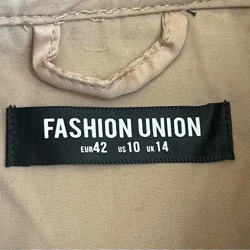 Fashion Union Long Trench Coat with Belt Cotton blend Beige Classic Sz 10