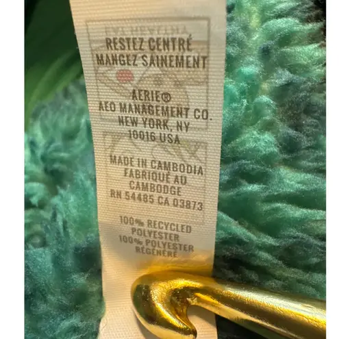 Aerie OFFLINE Green Black Plaid Quarter Zip Fleece Pullover XXL/TTG