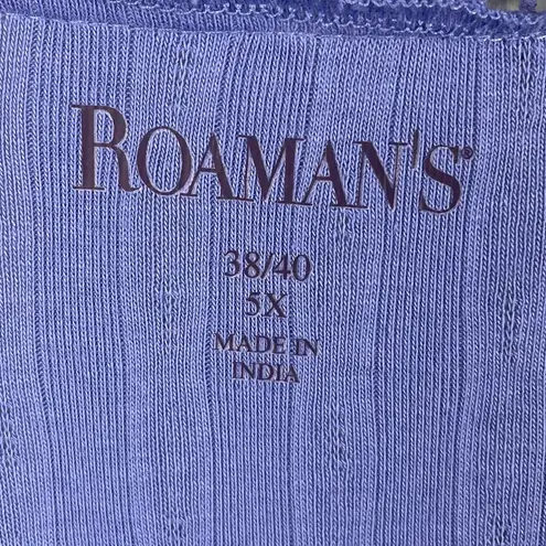 Roaman's Women's Plus Size Crochet Trim Pointelle Cardigan Size 5X Periwinkle Purple