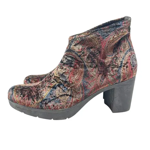 Toni Pons Finley Bootie Velvet Velour Paisley Print Multicolor Size 38 US 7.5 Black