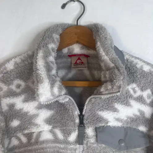 Gerry Fleece Pullover Sweater Aztec Southwestern Size Large Fuzzy Cozy Comfy White