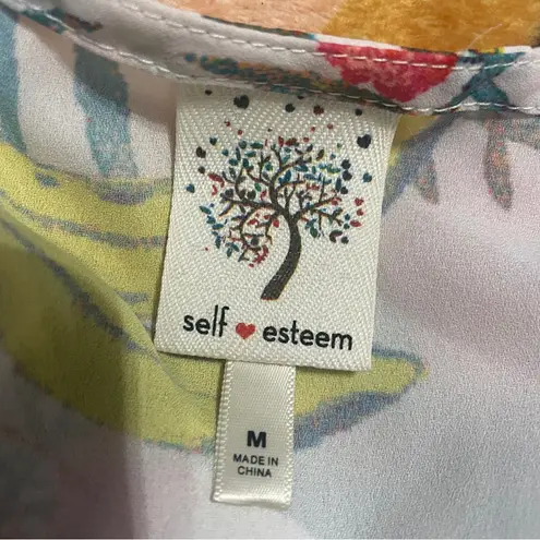 Self Esteem White and multicoloured Hawaiian print crop top size medium