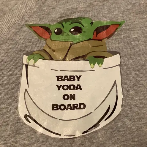 Next Level Apparel Baby Yoda On Board V-Neck Graphic Short Sleeve T-shirt.